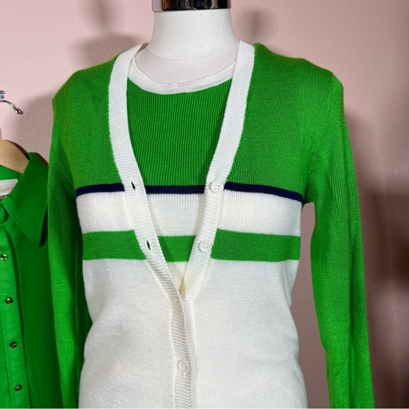 Vintage 60 70 Jantzen Kelly Green Dagger collar Sweater set pencil Skirt set - Picture 8 of 16